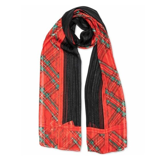 Giani Bernini All Wrapped Up Holiday Oblong Scarf, Red/Green Plaid, One Size - Picture 3 of 3